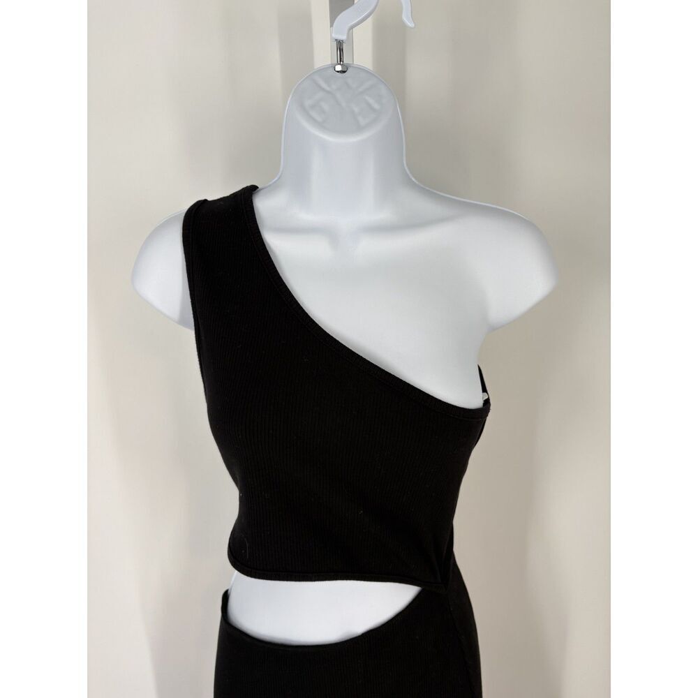Lulus Black One Shoulder Cutout Midi Dress | Elegant Bodycon Evening Dress - Picture 3 of 7